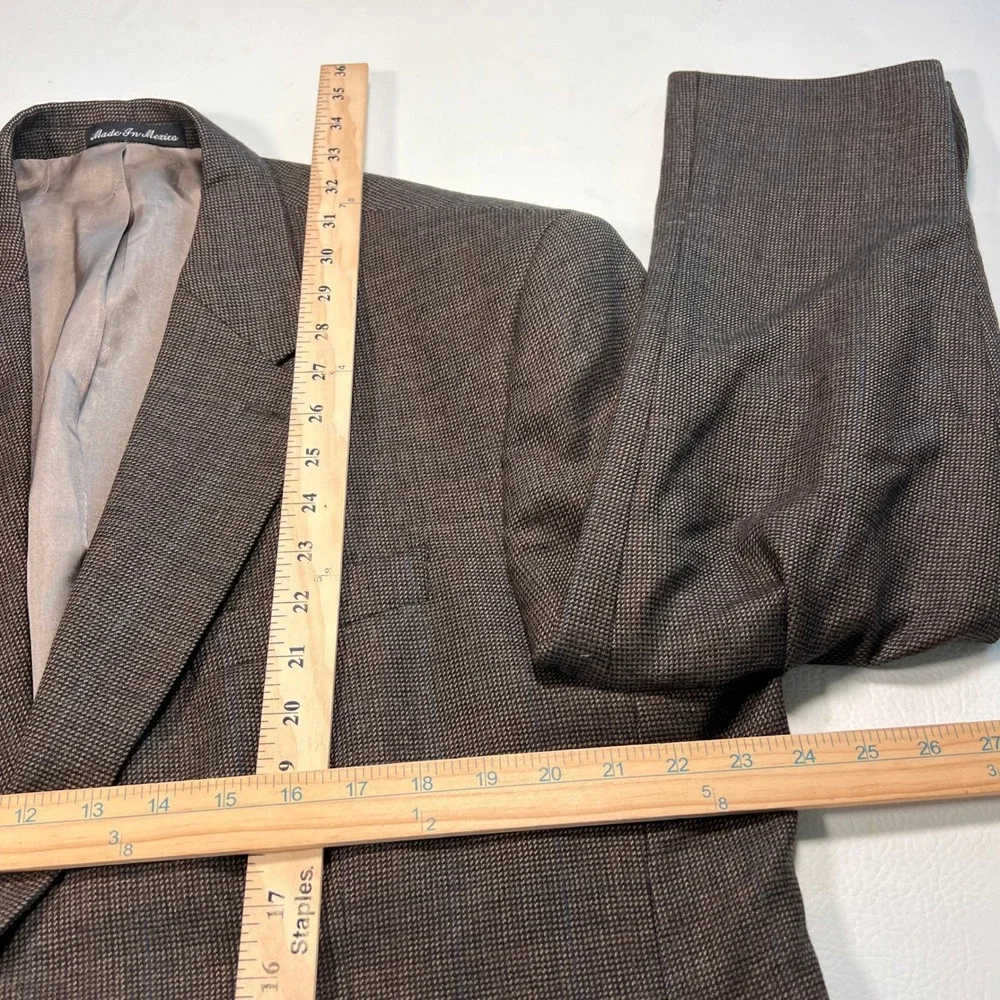 Lauren Ralph Lauren Blazer Mens 40L Brown Wool Windowpane Sport Coat Textured